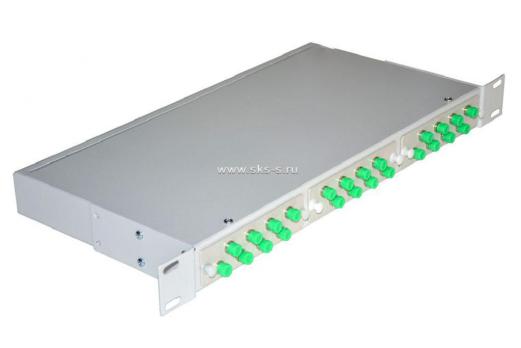 Кросс NTSS оптический 19'' укомплектованный 1U, 24 порта FC/UPC, 50/125 мкм (планки, сплайс-кассета, пигтейлы, КДЗС, адаптеры)