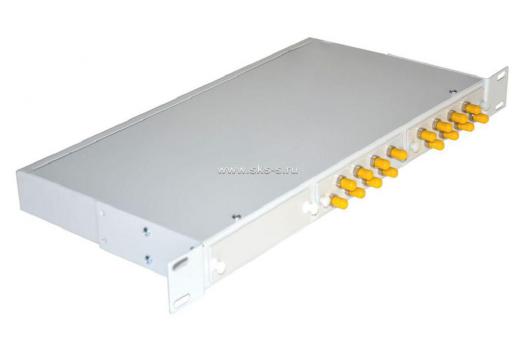 Кросс NTSS оптический 19'' укомплектованный 1U, 16 портов ST/UPC, 50/125 мкм ОМ4 (планки, сплайс-кассета, пигтейлы, КДЗС, адаптеры)