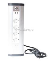 Блок розеточный управляемый (WI-FI), 4х2К+З, 2-USB (45х45), алюминий