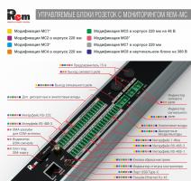 Упр. блок розеток с монит. Rem-MC1 2 S, 2 С19, 32A, алюм., 19", колодка