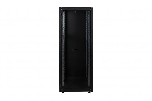 Шкаф напольный, телекоммуникационный 19", 32U 600х1000, передняя дверь стекло, задняя стенка сплошная, металл, черный