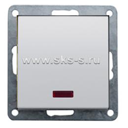 Переключатель 1-кл., на 2 направления, c индикатором (схема 6L) 16 A, 250 B (серебристый металлик) LK80