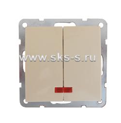 Выключатель 2-кл., с индикаторами (схема 5L) 16 A, 250 B (бежевый) LK60