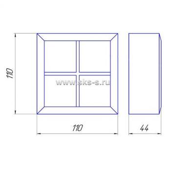 Коробка для накладного монтажа 110х110 мм, для 4-х модулей 45х45 мм, цвет белый