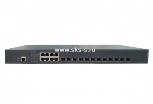 Управляемый коммутатор L3 GIGALINK, 12 портов 1/10G BaseX SFP+, 8 портов 1000BaseT, 1 Консольный, Резервный БП (опция)