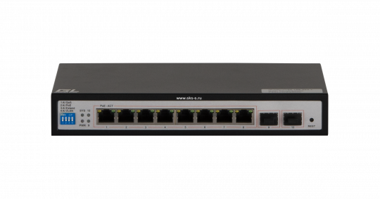 Коммутатор GIGALINK, WEB Smart управляемый, 8 PoE (802.3af/at) портов 10/100/1000Мбит/с до 250 метров cat.6, 2*SFP 1000Мбит/с, 120Вт APO&R