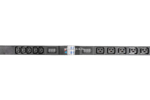 Вертикальный блок розеток Rem-32 на 2 контура по  10 IEC 60320 C13, 5 IEC 60320 C19 с авт., и амп., 2 ? 16 А, алюм., 33-38U, колодка